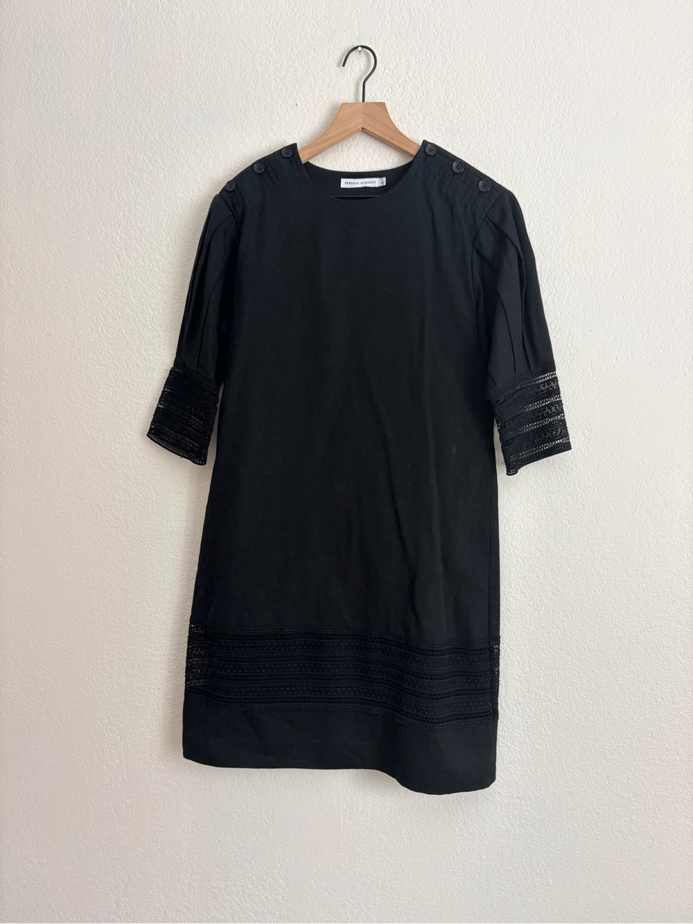 Rebecca Minkoff Linen Blend Black Shift Dress